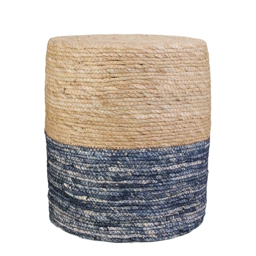 Pufa taburet Bolsa přírodní / modrá