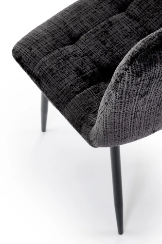 Čalouněná židle Pilew černá do jídelny a obýváku moderní prošívaná na kovových nohách