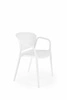 Bílá jídelní a zahradní židle Nadine z plastu, moderní, stohovatelná s područkami