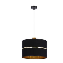Assam závěsná lampa černá+zlatá 1x60W E27 stínidlo černé+zlatý pruh