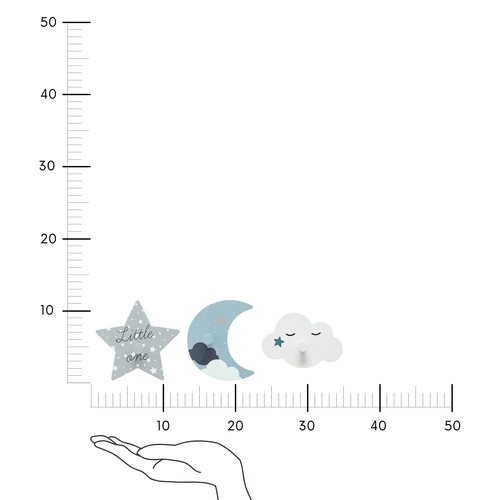 Sada modrých nástěnných věšáků Sky Atmosphera do dětského pokoje MDF