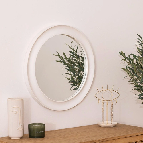 Kulaté bílé zrcadlo Solal 58 cm moderní na zeď do předsíně a koupelny Atmosphera