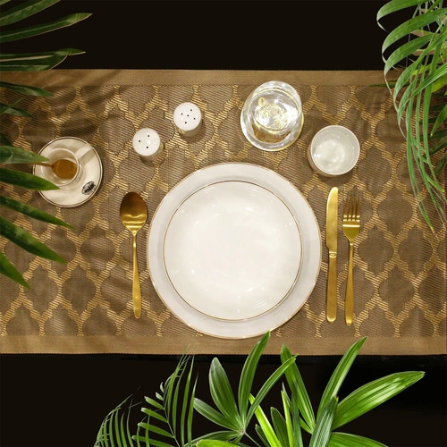 Hluboký talíř Pearl Gold 21 cm bílý glamour na polévku a těstoviny do jídelny Intesi