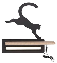 Nástěnné svítidlo Cat černé LED 5W klasické dřevěné do dětského pokoje dekorativní