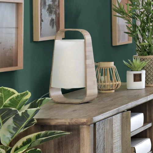 Noční stolní lampa Atmosphera Rex moderní bílá s bambusem dekorativní 35 cm