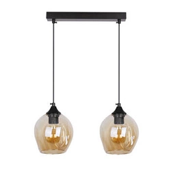 Závěsná lampa Aspa černá 2x40W E27 stínidlo hnědé barvy