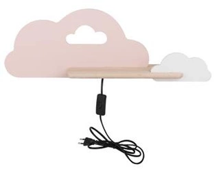 Dřevěné růžové LED nástěnné svítidlo Cloud do dětského pokoje, klasické dekorativní, 53 cm
