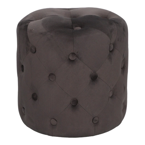 Sametový kulatý taburet Adriana šedý pro glamour obývací pokoj 38 cm Atmosphera