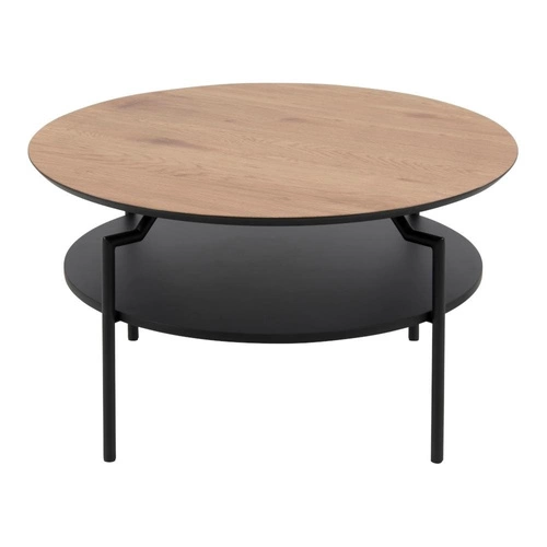 Konferenční stolek kulatý Goldington 80 cm moderní s policí do obýváku přírodní/černý Actona