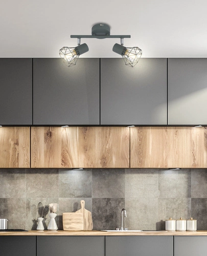 Moderní šedé kovové stropní svítidlo Verve, nastavitelná, 2bodová, do obýváku a kuchyně