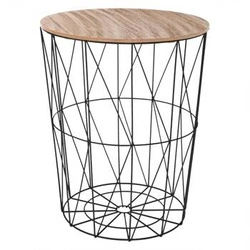 Kulatý vysoký konferenční stolek Kumi skandinávský dřevěný s kovovou nohou do obýváku Atmosphera