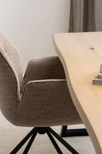 Jídelní stůl Malika 220x100 cm moderní bělený dub s černými nohami Actona