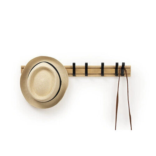 5five simply smart moderní bambusový nástěnný věšák do předsíně s posuvnými háčky 40 cm