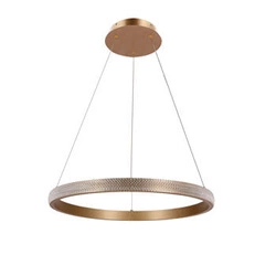 Závěsná lampa Hashim 60cm zlatá 34W LED čiré krystaly