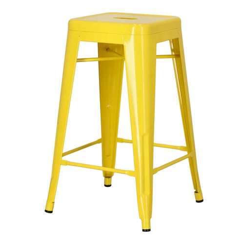 Barová stolička Paris 66 cm žlutá kovová bez opěradla industriální k kuchyňskému ostrůvku inspirovaná Tolix