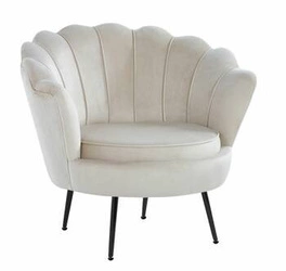 Designové křeslo Korab VIC béžový samet glamour do obýváku inspirované mušlí Intesi