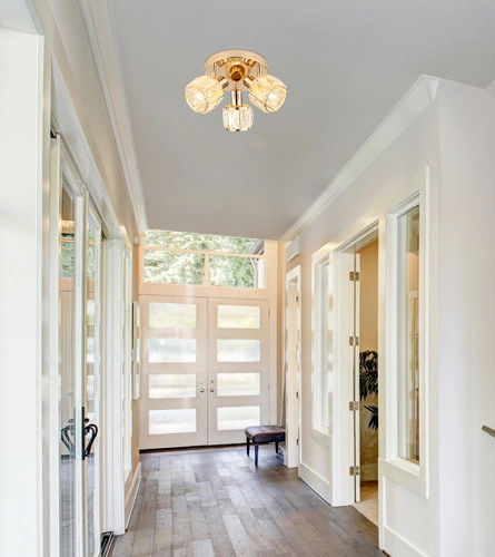 Stropní svítidlo Dubai moderní glamour zlaté křišťálové kulaté do obýváku 36 cm