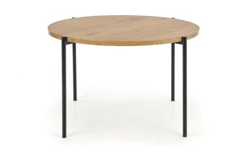 Kulatý jídelní stůl loftový Moris 120 cm dub zlatý s černými nohami Intesi