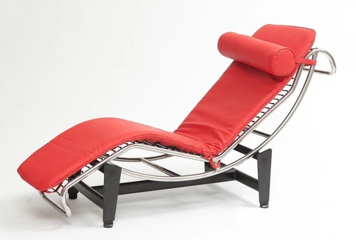 Červený kožený lenoška do obýváku inspirovaný LC4 D2.DESIGN