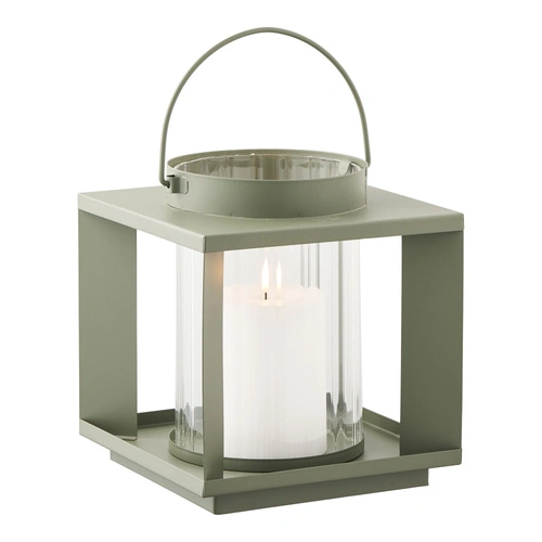 Zahradní lucerna Lohals zelená sklo a kov dekorativní na terasu a balkon