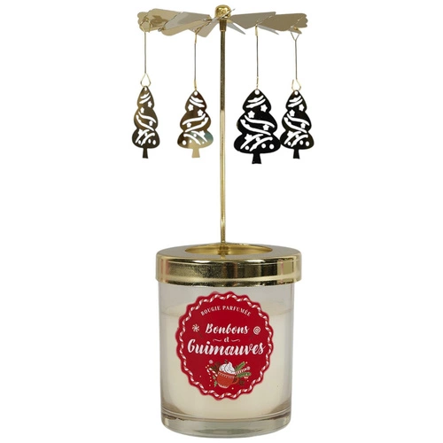 Vánoční vonná svíčka s bílým kolotočem Intesi vánoční stolní dekorace