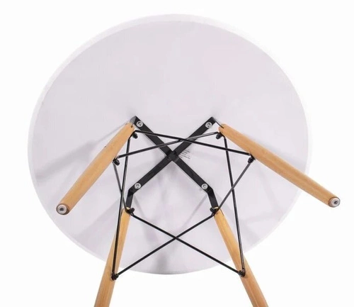 Kulatý jídelní stůl Intesi DTW 100 cm bílá deska dřevěné nohy skandinávský styl