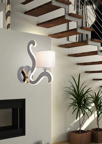 Nástěnné LED svítidlo Ambrosia 1 chrom moderní s látkovým stínidlem do ložnice a obýváku CANDELLUX