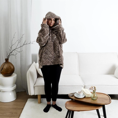 Teplovka s kapucí/snuddie hnědá