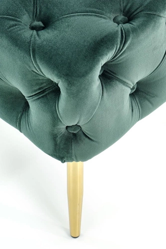 Čalouněná lavice Nate zelený samet glamour na zlatých nohách do předsíně a ložnice