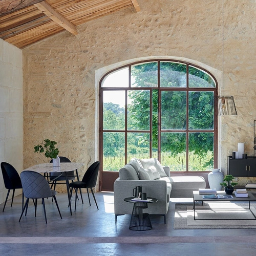 Čalouněná jídelní židle Slano Atmosphera černá moderní s opěrkou do jídelny a obýváku