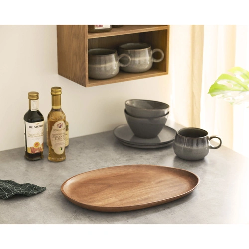 Oválný dřevěný tác z akácie House Nordic na servírování kávy 28x39 cm