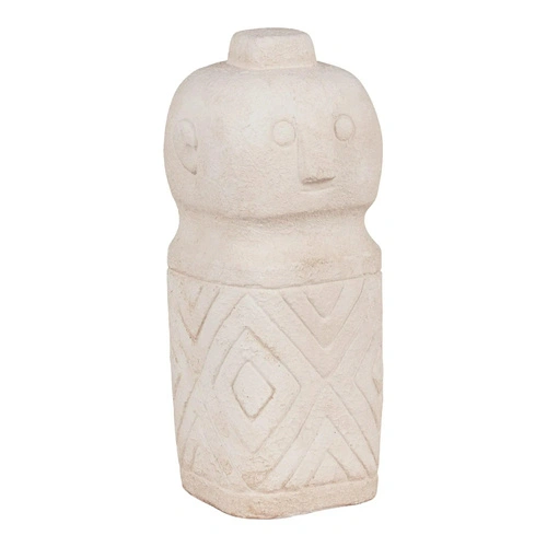 Dekorační cementová soška Totem House Nordic béžová do obýváku v boho stylu 15 cm