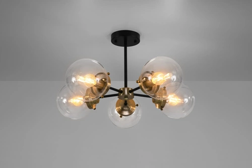 Stropní svítidlo Lens černé skleněné 5bodové do obývacího pokoje a jídelny CANDELLUX