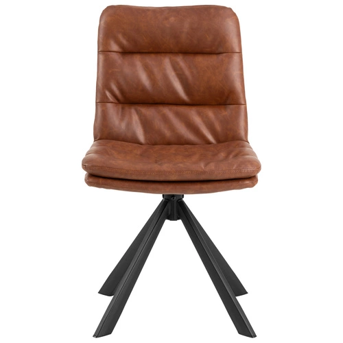 Otočená jídelní židle Dean Actona hnědá ekokůže loft na černých nohách