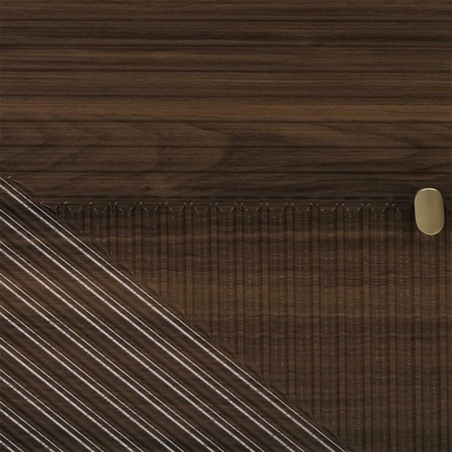 Komoda Tiffany s drážkovaným povrchem ořech 120 cm na vysokých nohách do obýváku Intesi