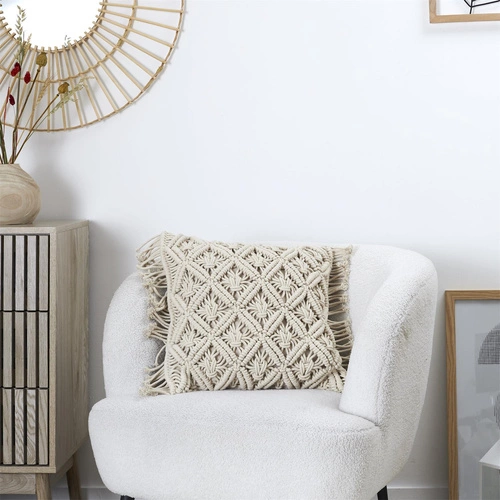 Dekorační polštář boho Macrame 40x40 cm béžový do obýváku a ložnice Intesi