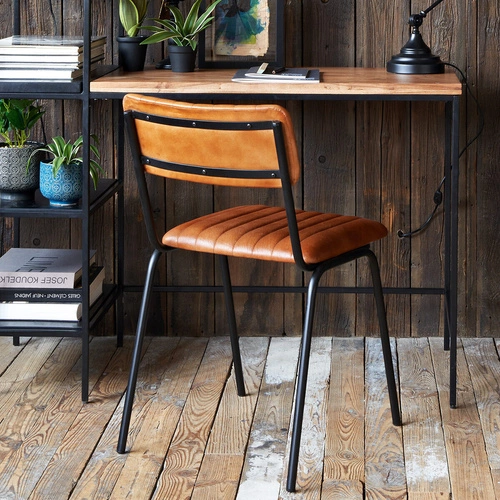 Jídelní židle Dario Atmosphera hnědá pravá kůže loftová na černých nohách