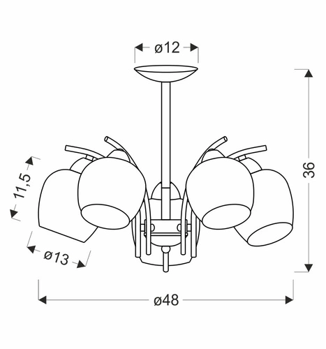 Závěsná lampa MERRA černá 5x40W E27 jantarové stínidlo