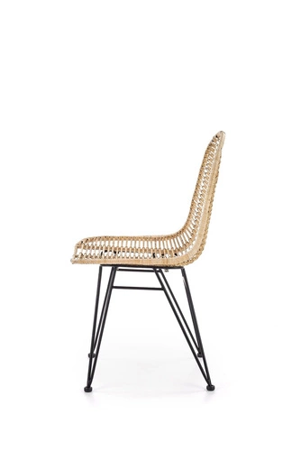 Ratanová židle Oregon Intesi do jídelny a obýváku boho na kovových nohách černá