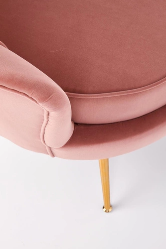 Růžové sametové křeslo ve tvaru mušle Florecja glamour do obýváku Intesi moderní akcent