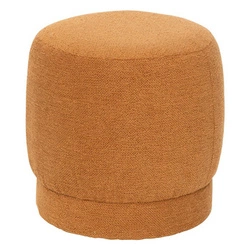 Kulatý bouclé taburet Amea oranžový do obýváku moderní sedací puf Atmosphera
