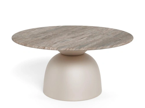 Konferenční stolek Ferrol kulatý mramorový 80 cm šedý moderní do obýváku