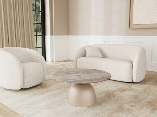 Konferenční stolek Ferrol kulatý mramorový 80 cm šedý moderní do obýváku