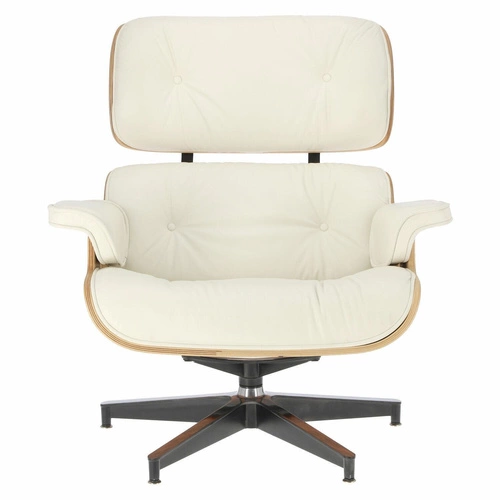 Otočná kožená lounge křesla Vip do obýváku s podnožkou moderní bílá