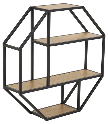 Industriální nástěnná police Seaford Octagon dub na knihy a dekorace do obýváku Actona