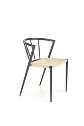 Kovová jídelní židle Tamara Intesi moderní černá s přírodním sedákem z provazu