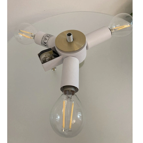 Stolní lampa ARTDECO bílá a zlatá glamour do obýváku a ložnice se skleněným stínidlem 47 cm