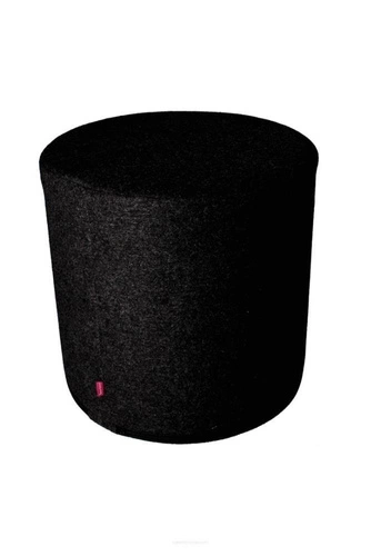 Černý kulatý taburet Fleece Intesi z měkkého filcu 40 cm moderní do obýváku a ložnice