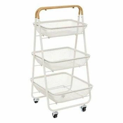 Kovový třípatrový regál na kolečkách Mayaj bílý do kuchyně, koupelny nebo kanceláře 5five