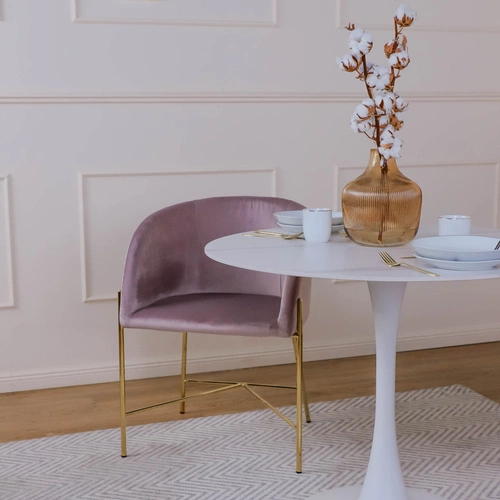 Křeslo Nelson růžové/zlaté nohy